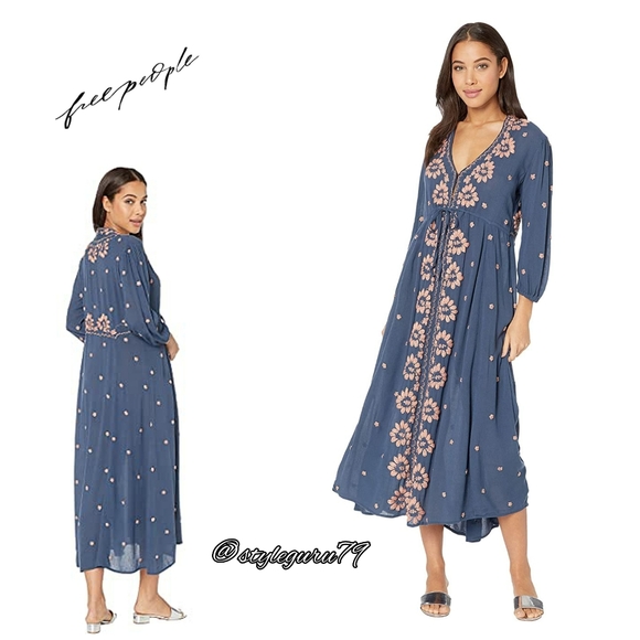NWT, Free People, Embroidered Fable Midi Dress - Picture 2 of 3